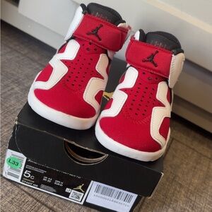 Jordan Red and White High-Top Sneakers